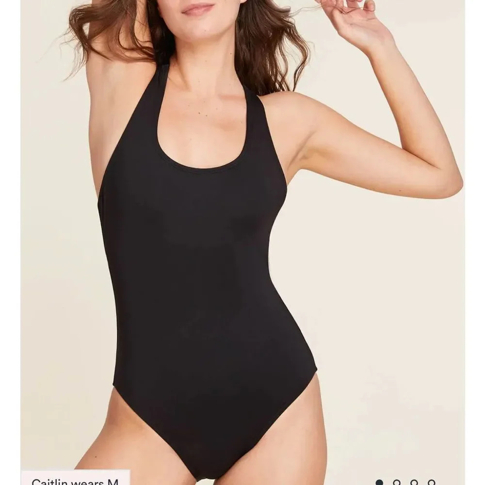Andie The Full‎ Coverage Tulum One Piece Swimsuit Black Size L NWT